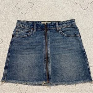 We the Free Jean Front Zip Mini Skirt